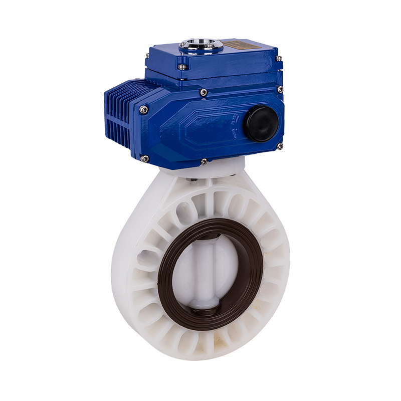 PVDF D971X-10F วาล์วผีเสื้อไฟฟ้า DN40-1000 40A-1000A มาตรฐาน JIS